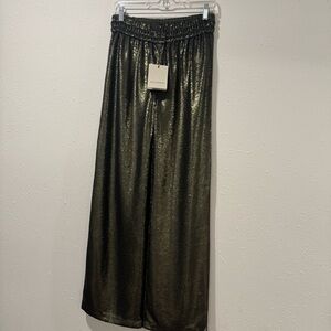 All Saints Metallic Olive Green Sequin Trousers